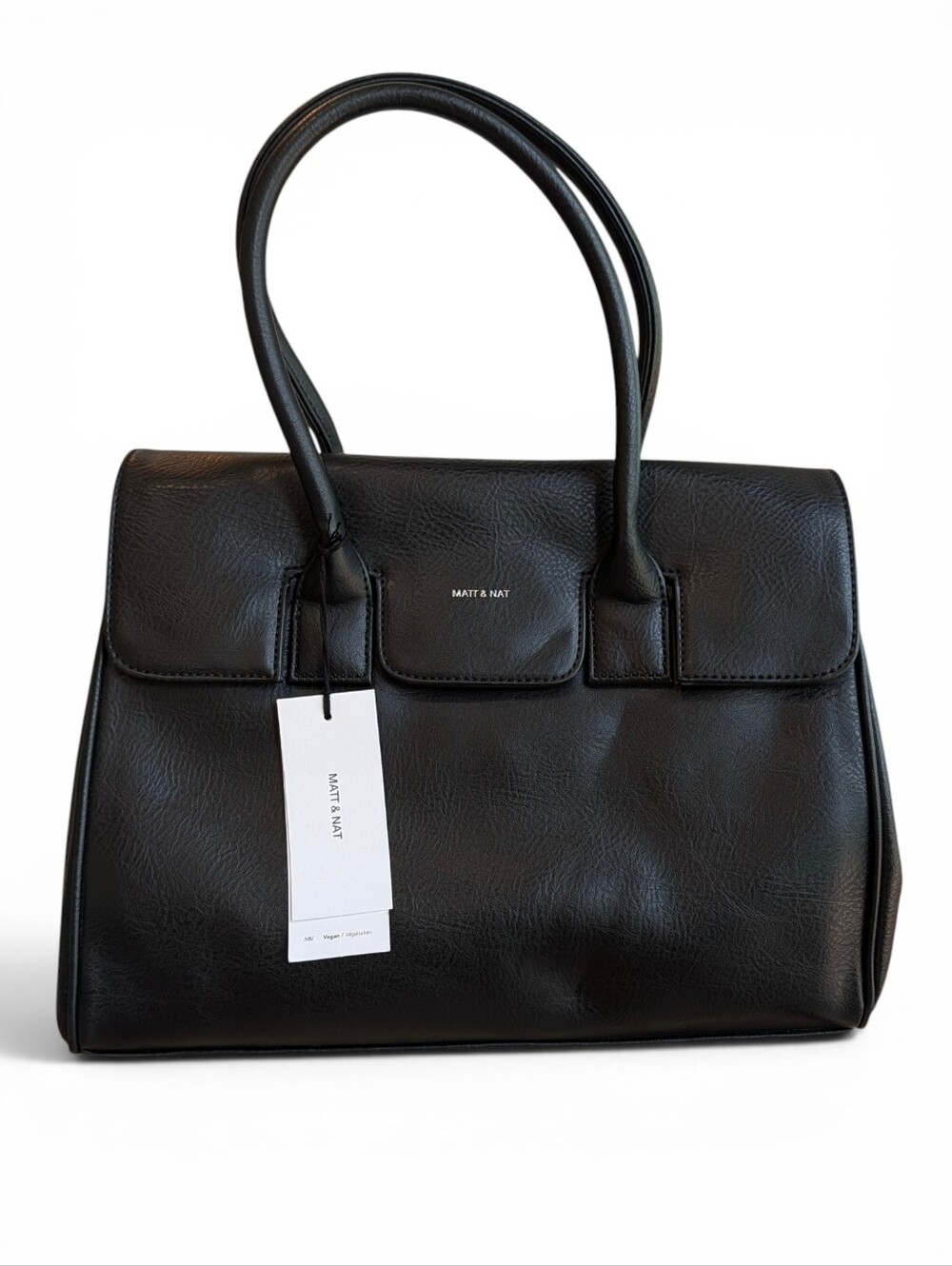 Matt & Nat Black Vegan Leather Structured Tote Bag Like New With Tags